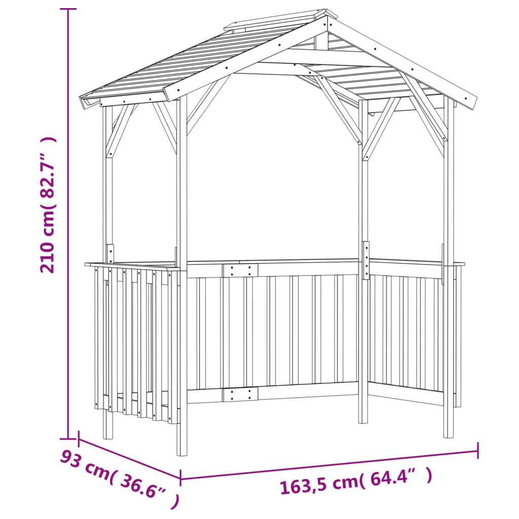 Grillpavillon Kiefernholz Imprägniert 163,5X93X210 Cm