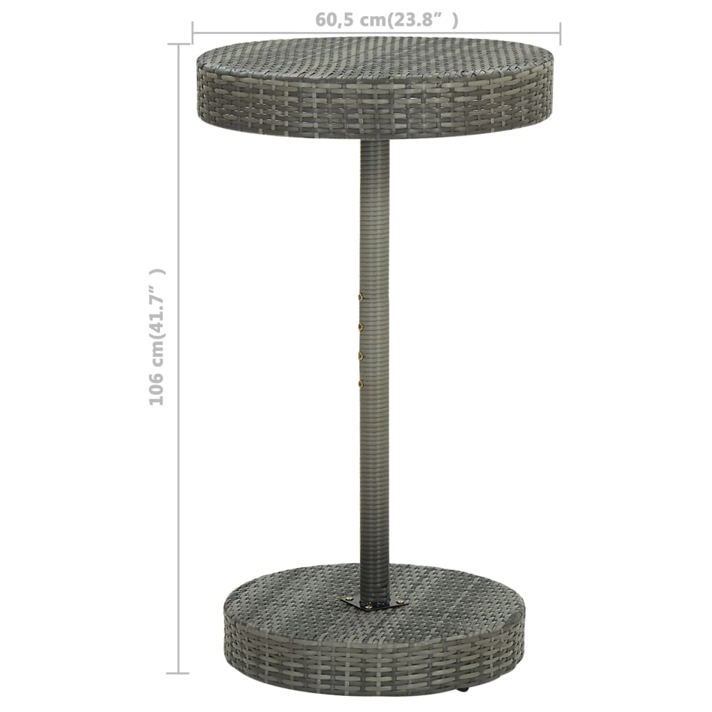 3-Tlg. Gartenbar-Set Mit Kissen Poly Rattan