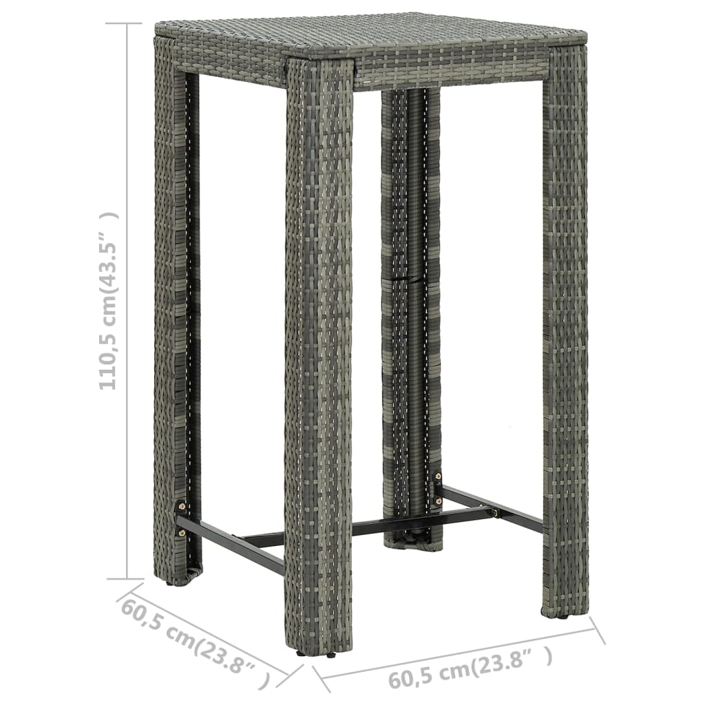 5-Tlg. Garten-Bar-Set Mit Armlehnen Poly Rattan Grau