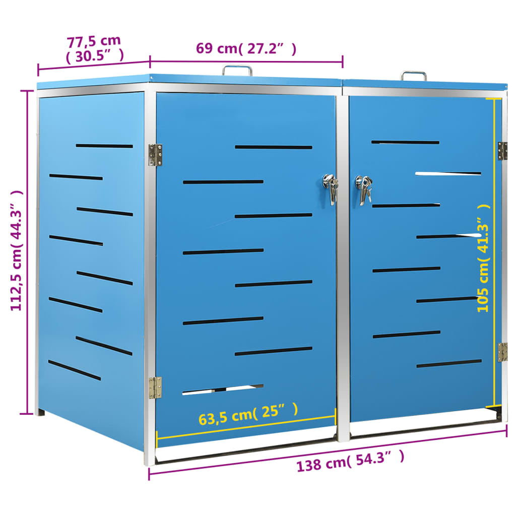 Mülltonnenbox Für 2 Tonnen 138X77,5X112,5 Cm Edelstahl