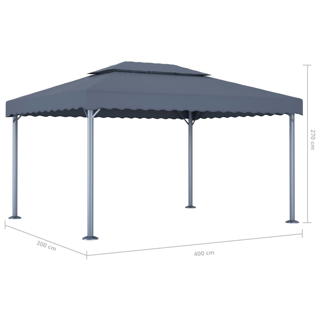 Pavillon Mit Led-Lichterkette 400X300 Cm Aluminium