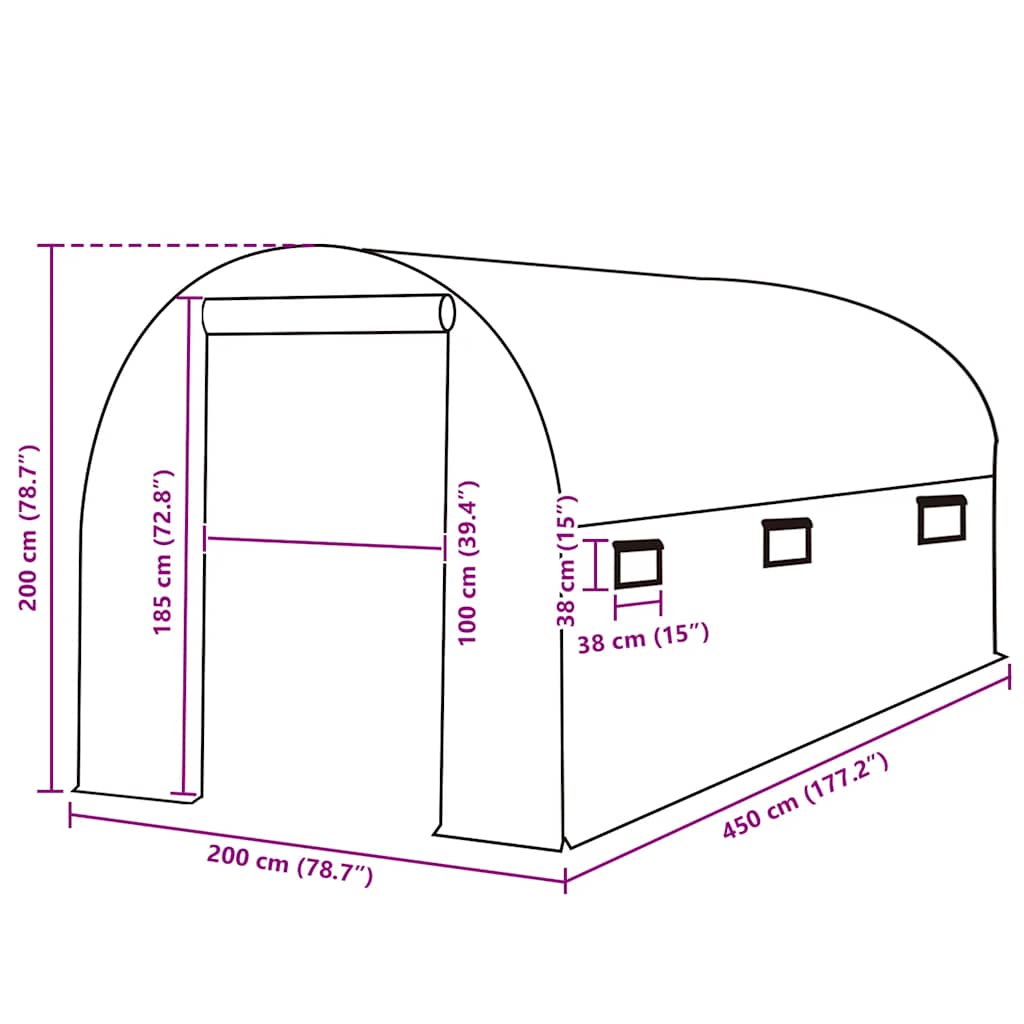 Ersatzabdeckung Für Gewächshaus (9 M²) 200X450X200 Cm