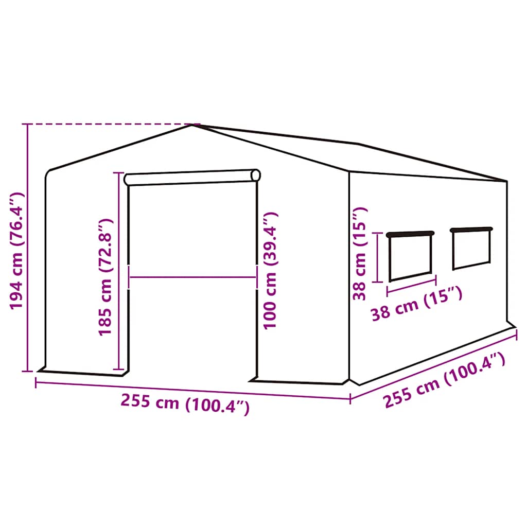 Ersatzabdeckung Für Gewächshaus (6,5025 M²) 255X255X194 Cm