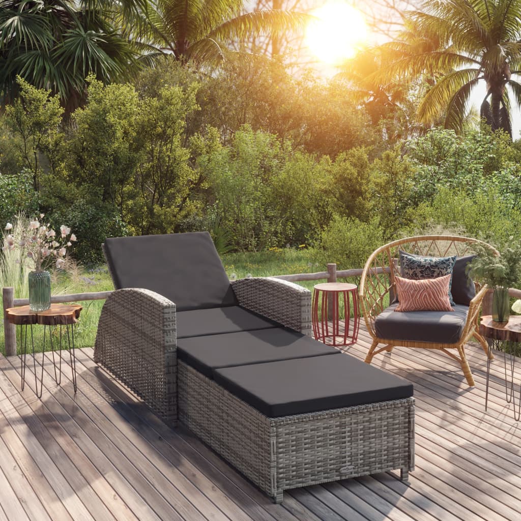 Sonnenliege Mit Cremeweißer Auflage Poly Rattan