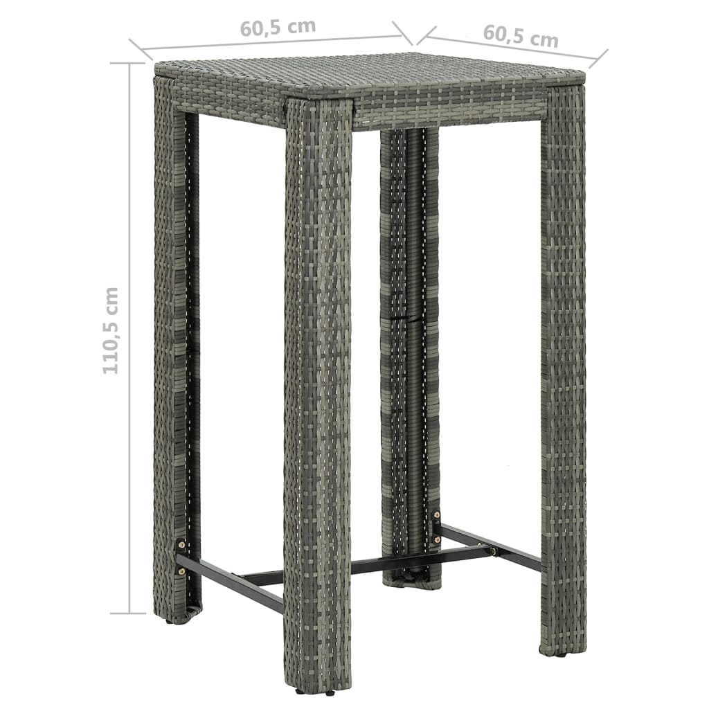 5-Tlg. Gartenbar-Set Mit Kissen Poly Rattan