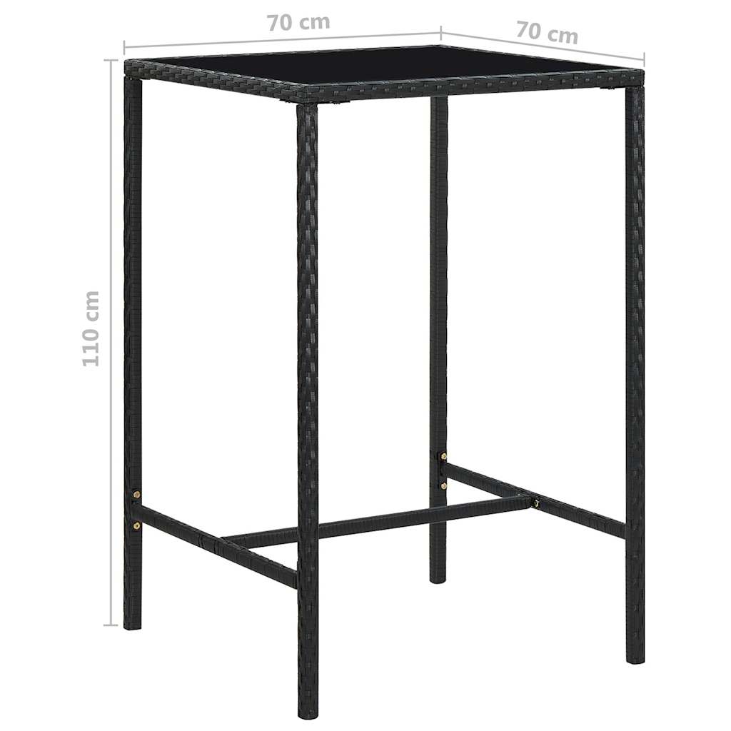 5-Tlg. Gartenbar-Set Mit Kissen Poly Rattan Schwarz