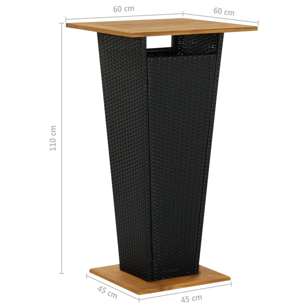 3-Tlg. Gartenbar-Set Mit Kissen Poly Rattan