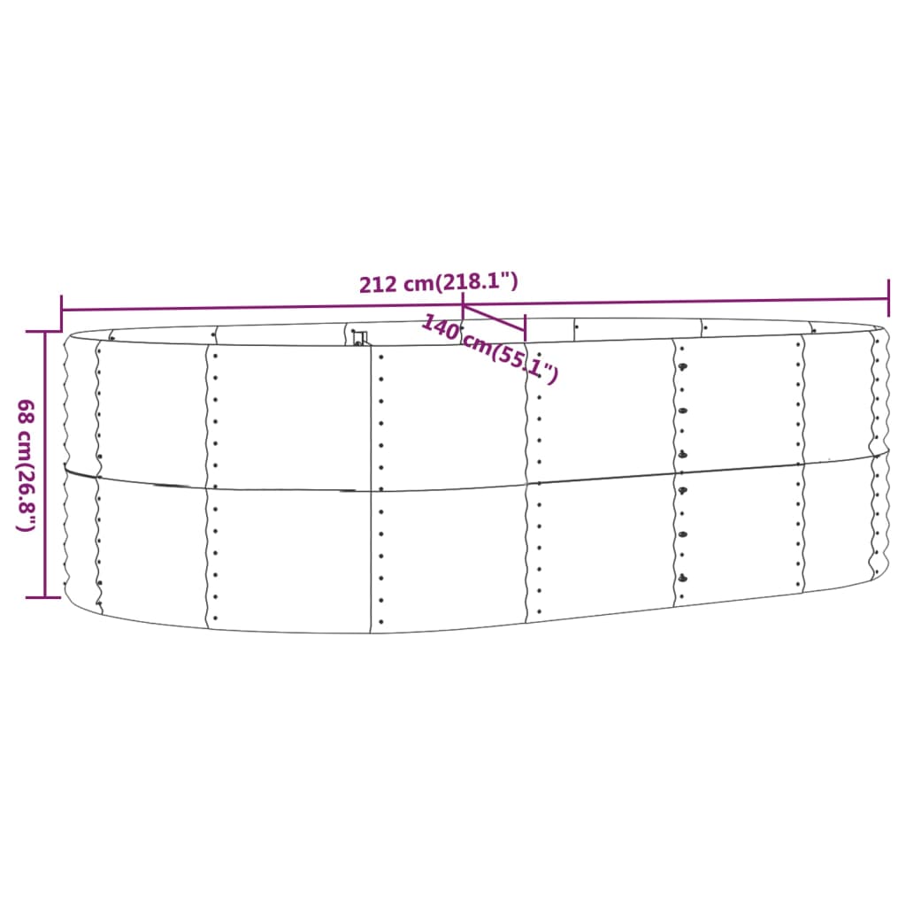 Garten-Hochbeet 212 X 140 X 68 Cm Verzinkter Stahl