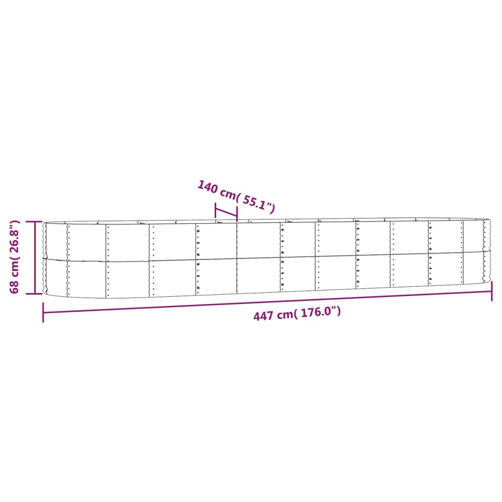 Hochbeet N 447X140X68 Cm Verzinkter Stahl