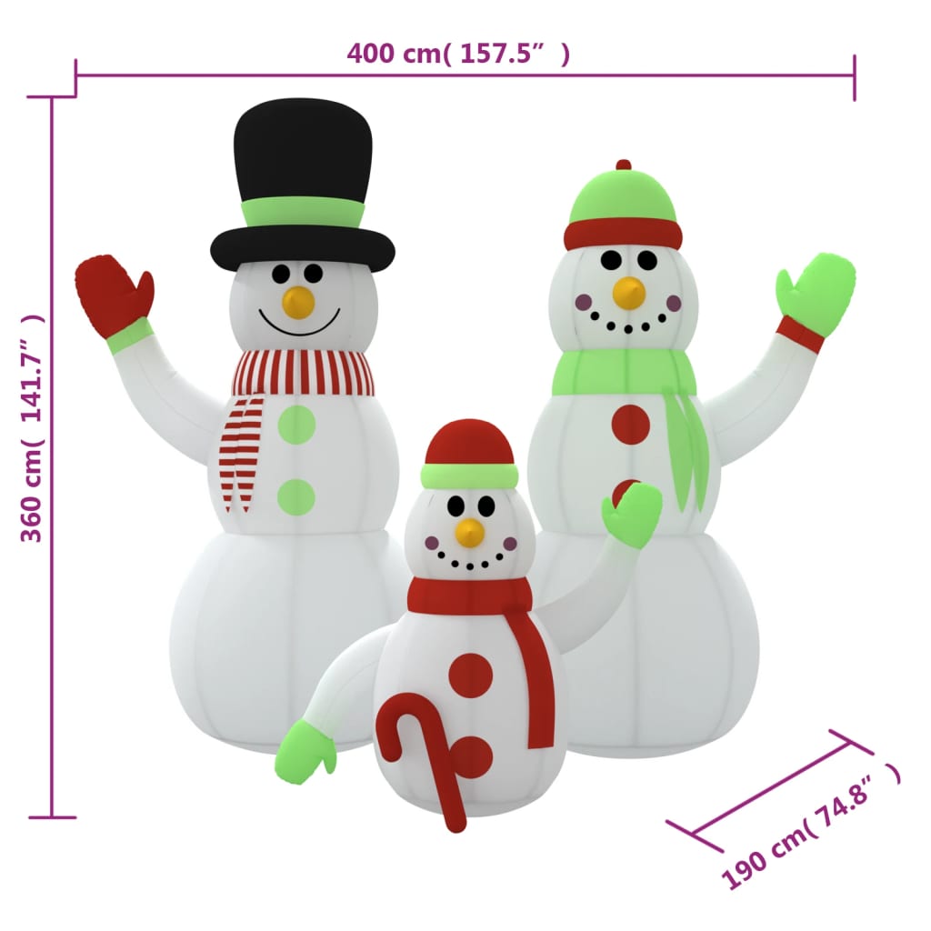 Aufblasbare Schneemann-Familie Mit Leds