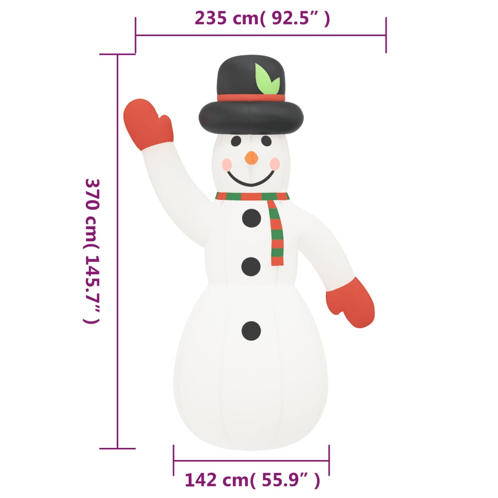 Aufblasbarer Schneemann Mit Leds 370 Cm