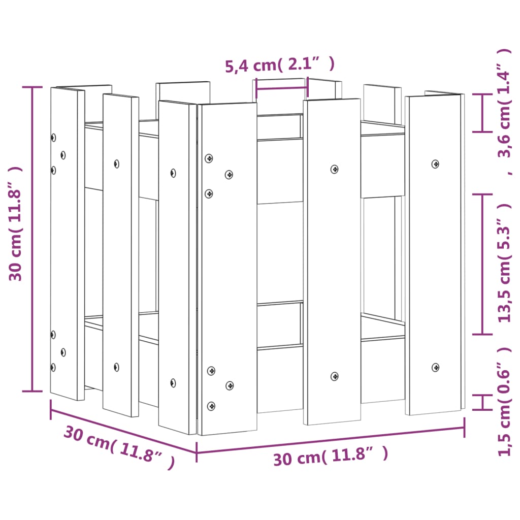 Pflanzkübel Lattenzaun-Design 30X30X30 Cm Massivholz Douglasie