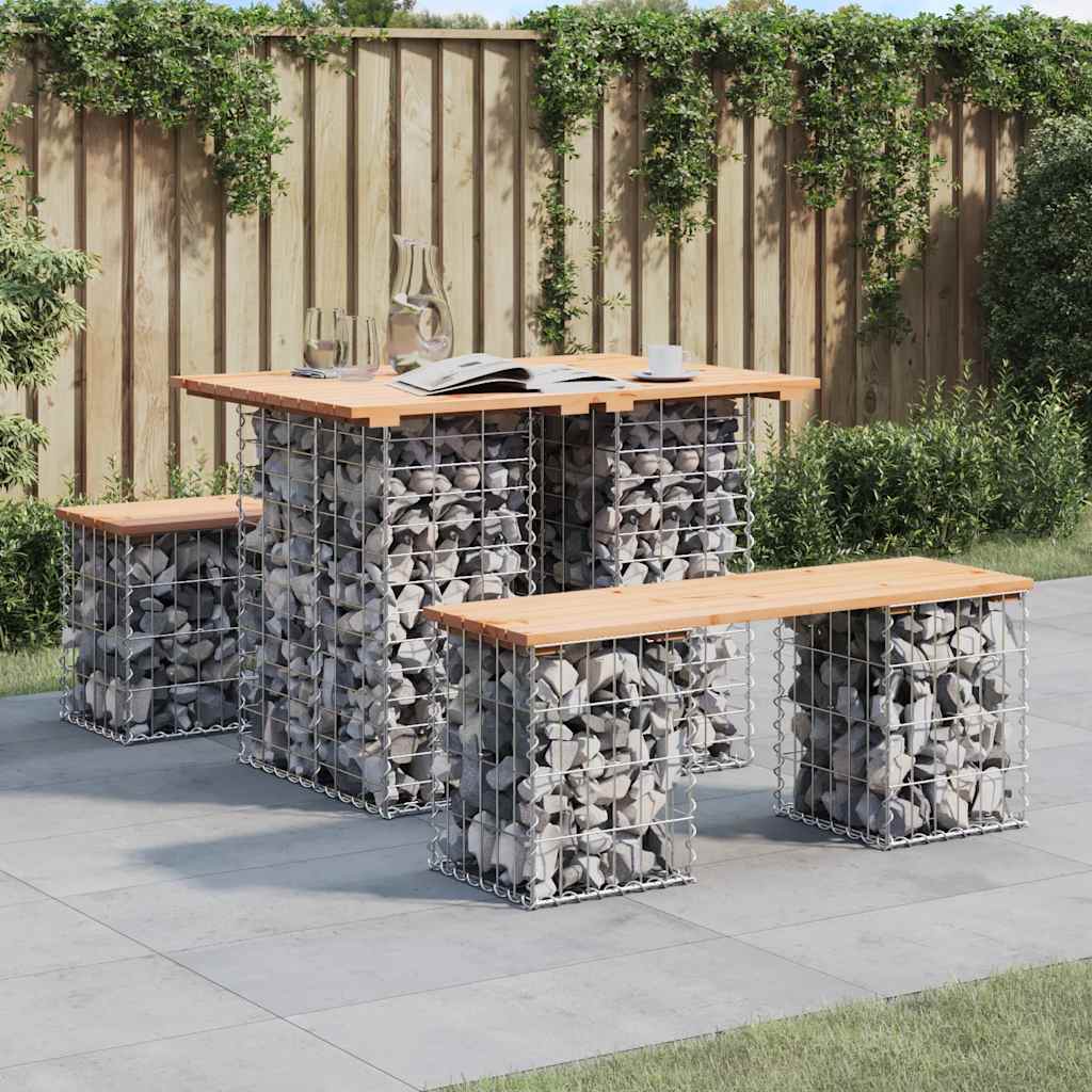 Gartentisch Aus Gabionen 100X102X72 Cm Kiefernholz Imprägniert
