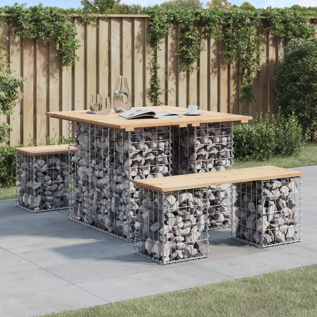 Gartentisch Aus Gabionen 100X102X72 Cm Kiefernholz Imprägniert