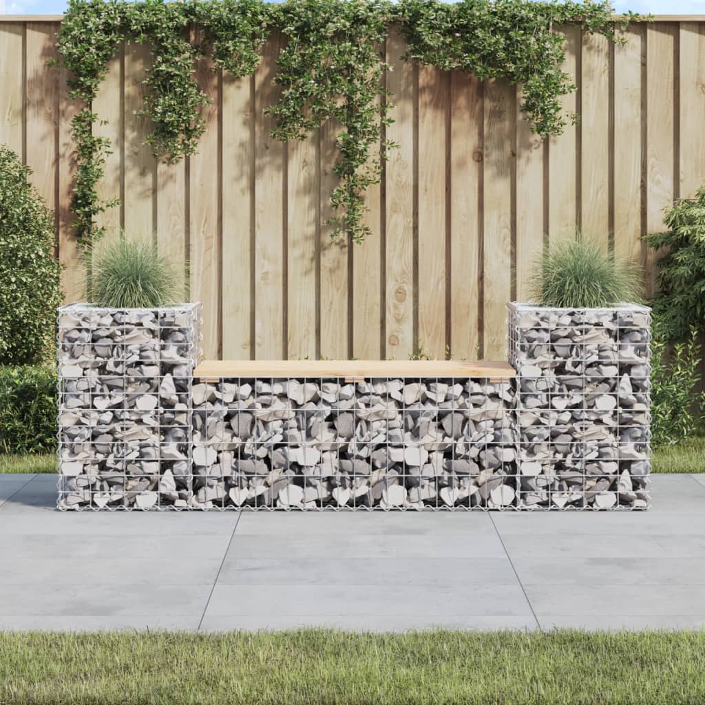 Gartenbank Aus Gabionen 183X41X60,5 Cm Kiefernholz Imprägniert