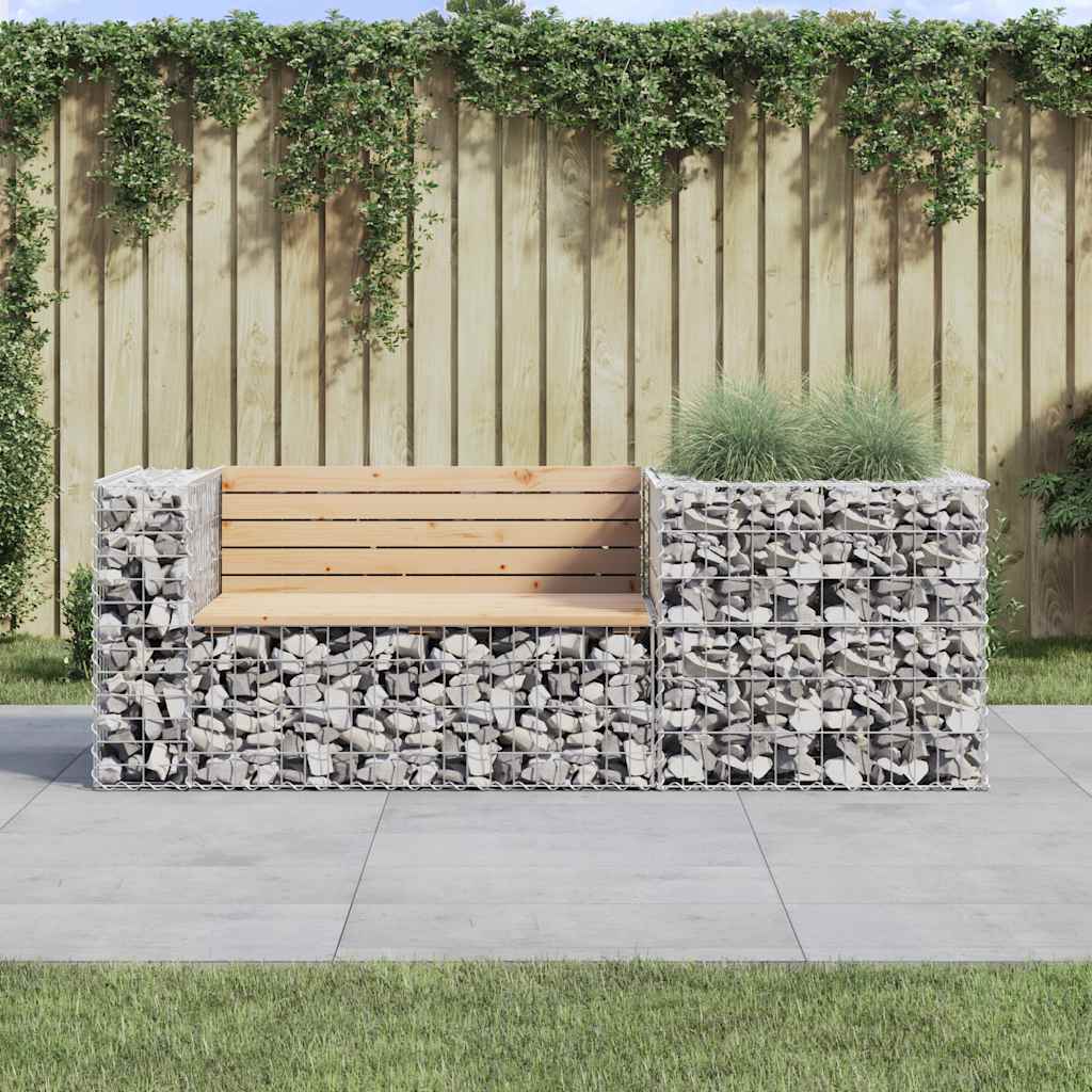 Gartenbank Mit Gabione Kiefernholz Imprägniert
