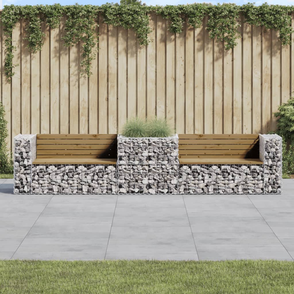 Gartenbank Mit Gabione Massivholz Douglasie