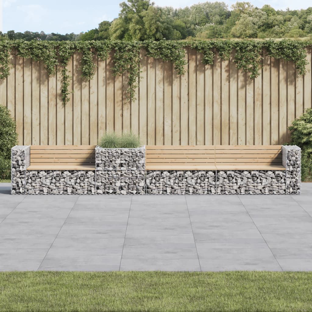 Gartenbank Mit Gabione Massivholz Douglasie