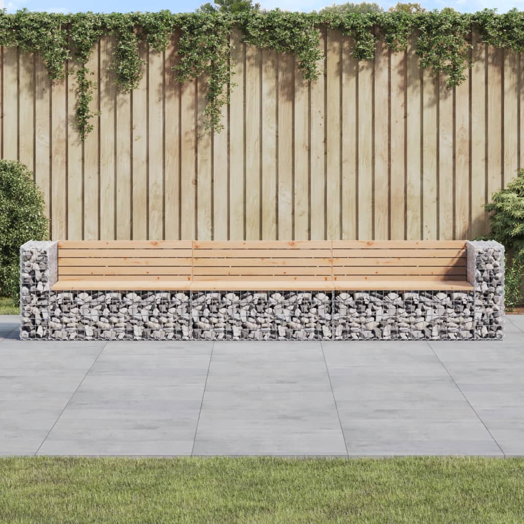 Gartenbank Aus Gabionen 347X71X65,5 Cm Massivholz Douglasie