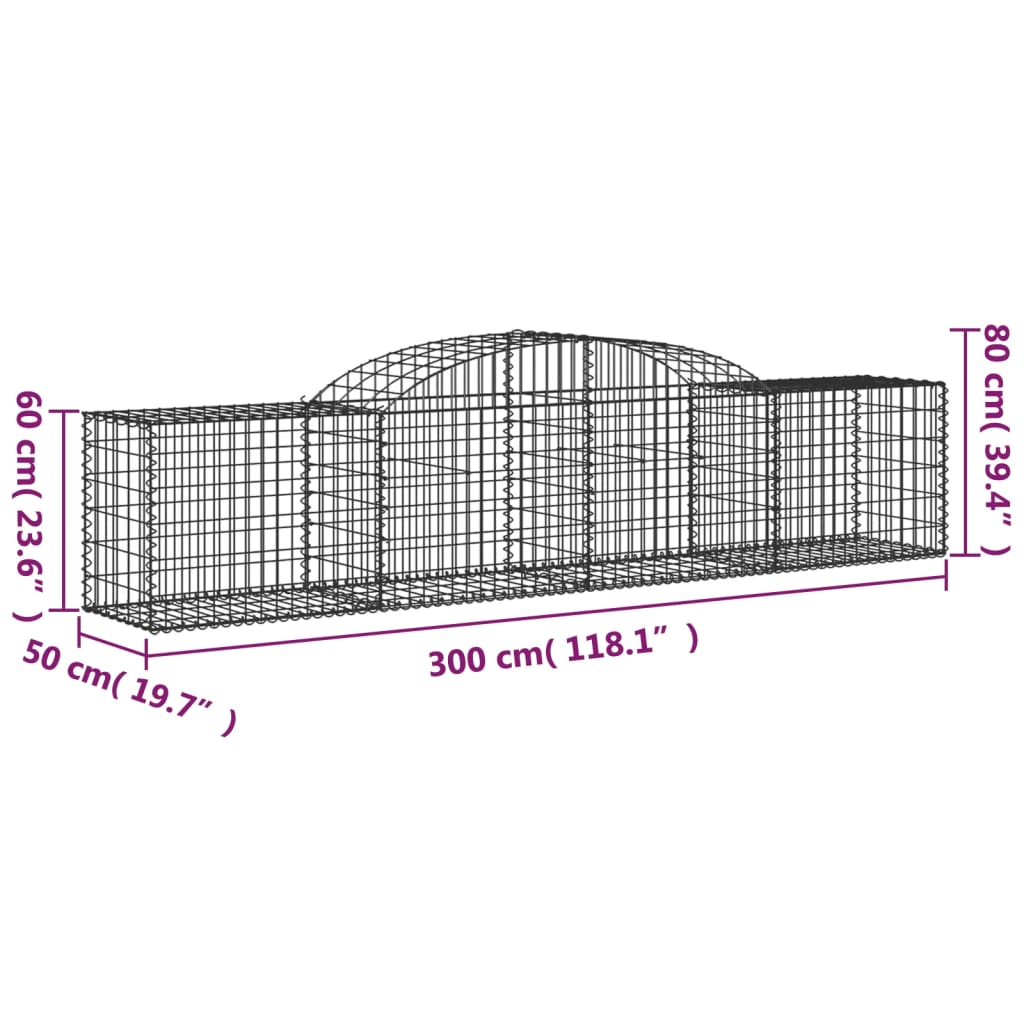 Gabionen Mit Hochbogen 7 Stk. Verzinktes Eisen