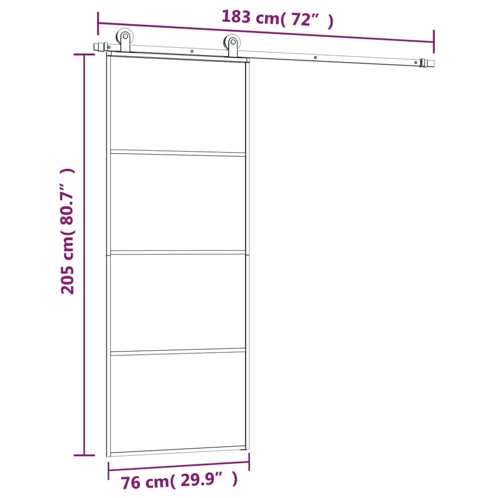Schiebetür Mit Beschlag Esg-Glas & Aluminium