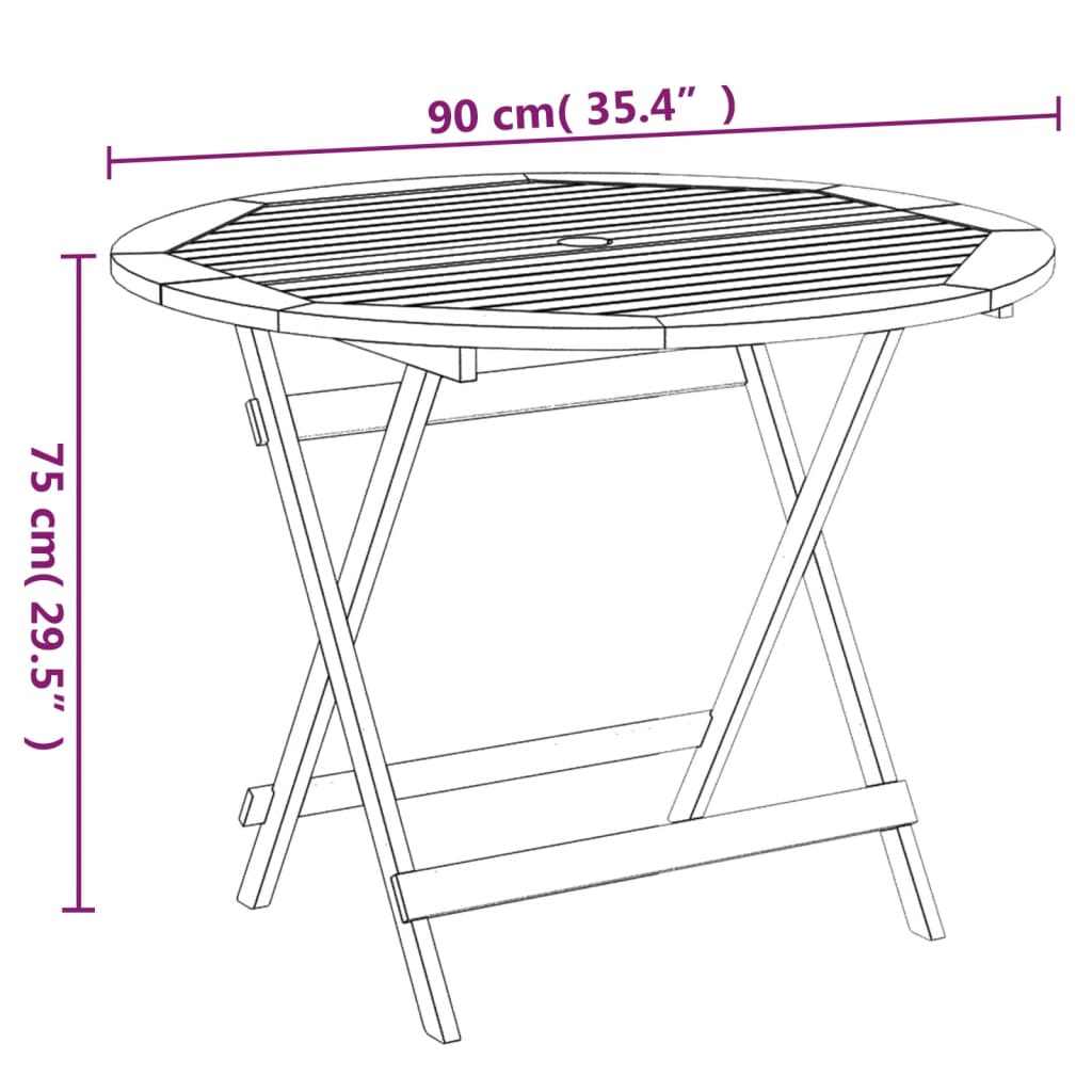 Klappbarer Gartentisch Ø 90X75 Cm Massivholz Akazie