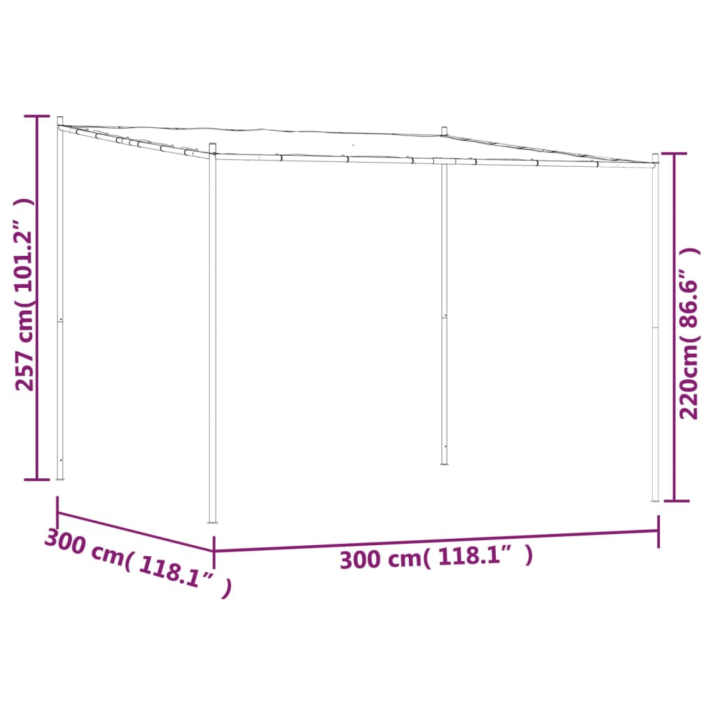 Pavillon Weiß 3X3 M 180 G/M² Stoff Und Stahl