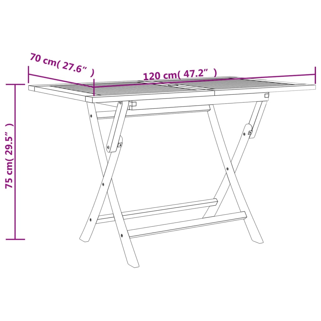 Gartentisch Klappbar 120X70X75 Cm Massivholz Teak
