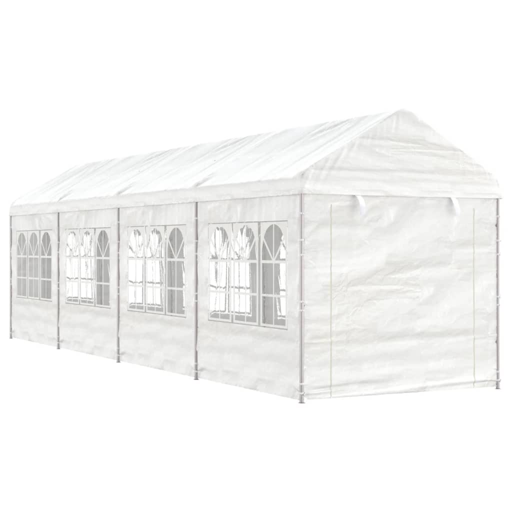 Pavillon Mit Dach Weiß 20,07X2,28X2,69 M Polyethylen