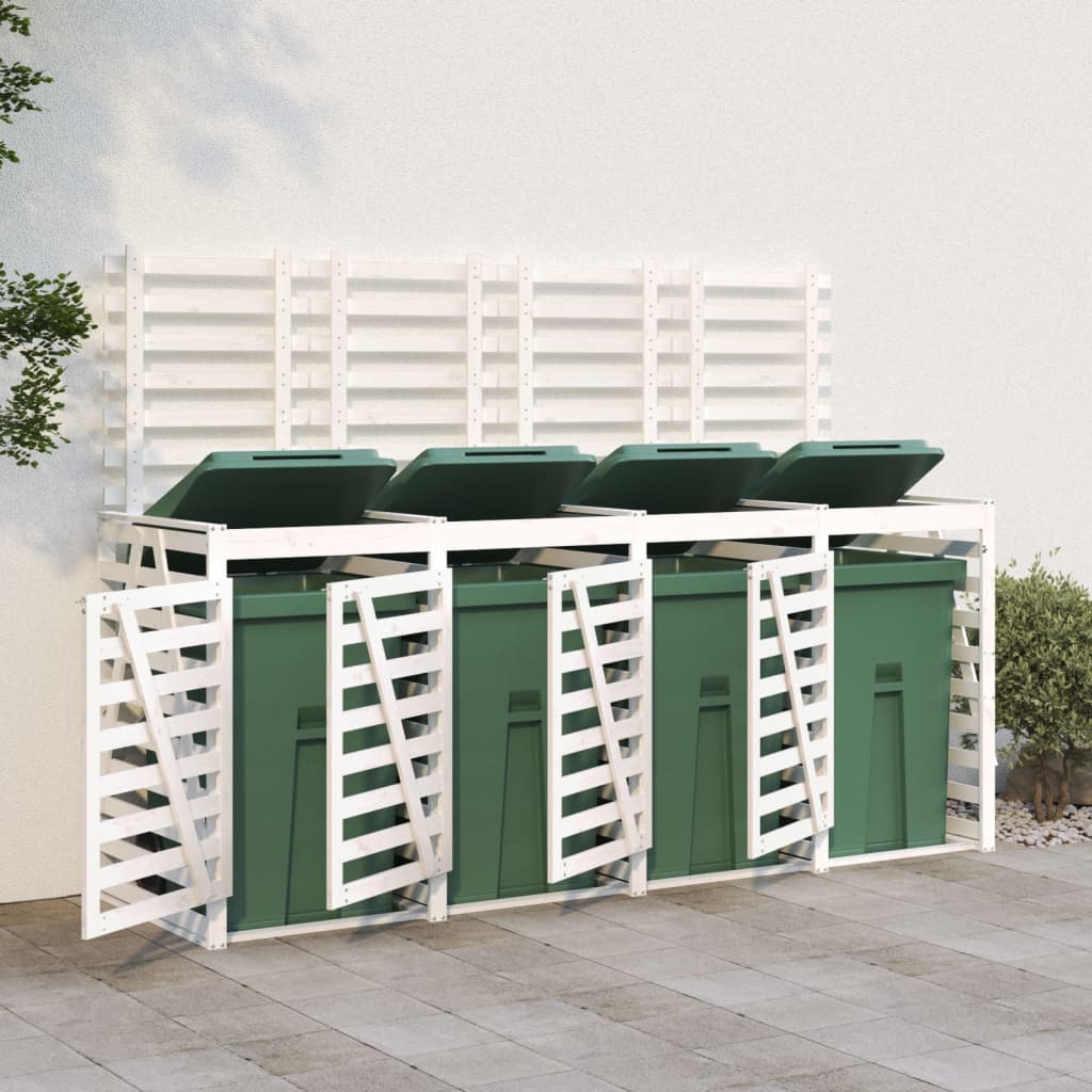 Mülltonnenbox Für 4 Tonnen Schwarz Massivholz Kiefer