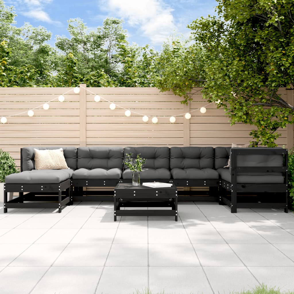 8-Tlg. Garten-Lounge-Set Mit Kissen Weiß Massivholz