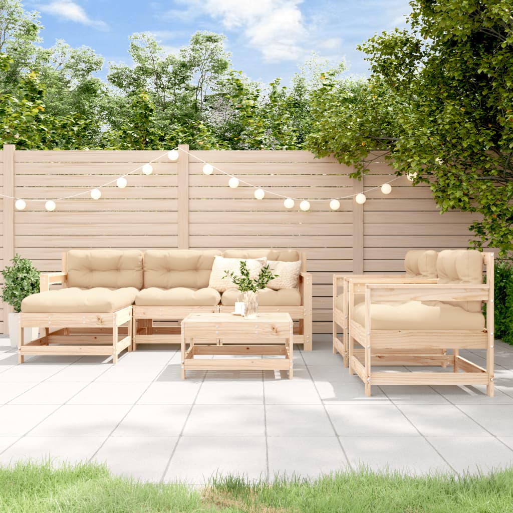 7-Tlg. Garten-Lounge-Set Massivholz Douglasie