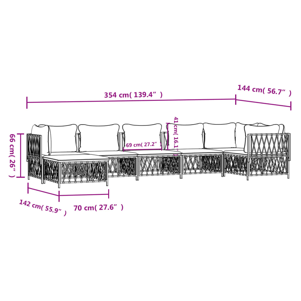 7-Tlg. Garten-Lounge-Set Mit Kissen Stahl