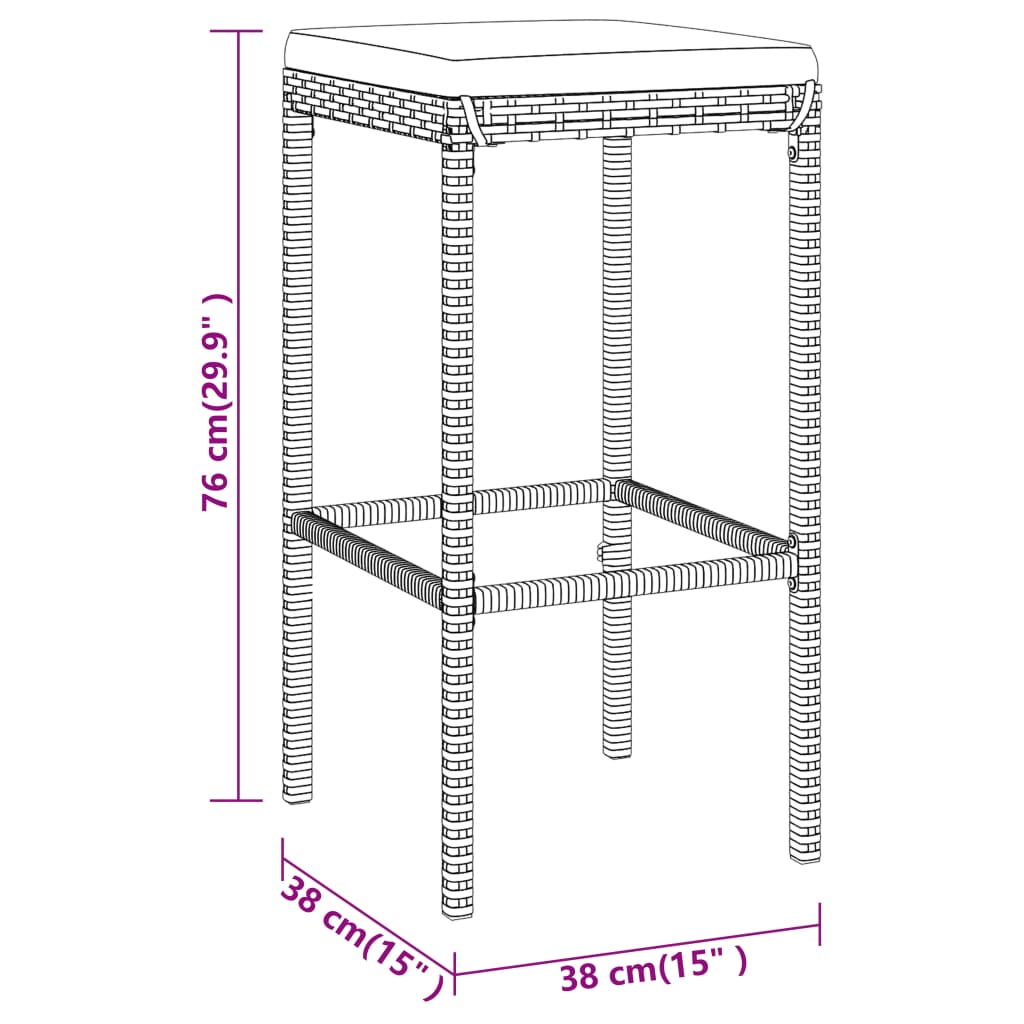 5-Tlg. Gartenbar-Set Mit Kissen Poly Rattan