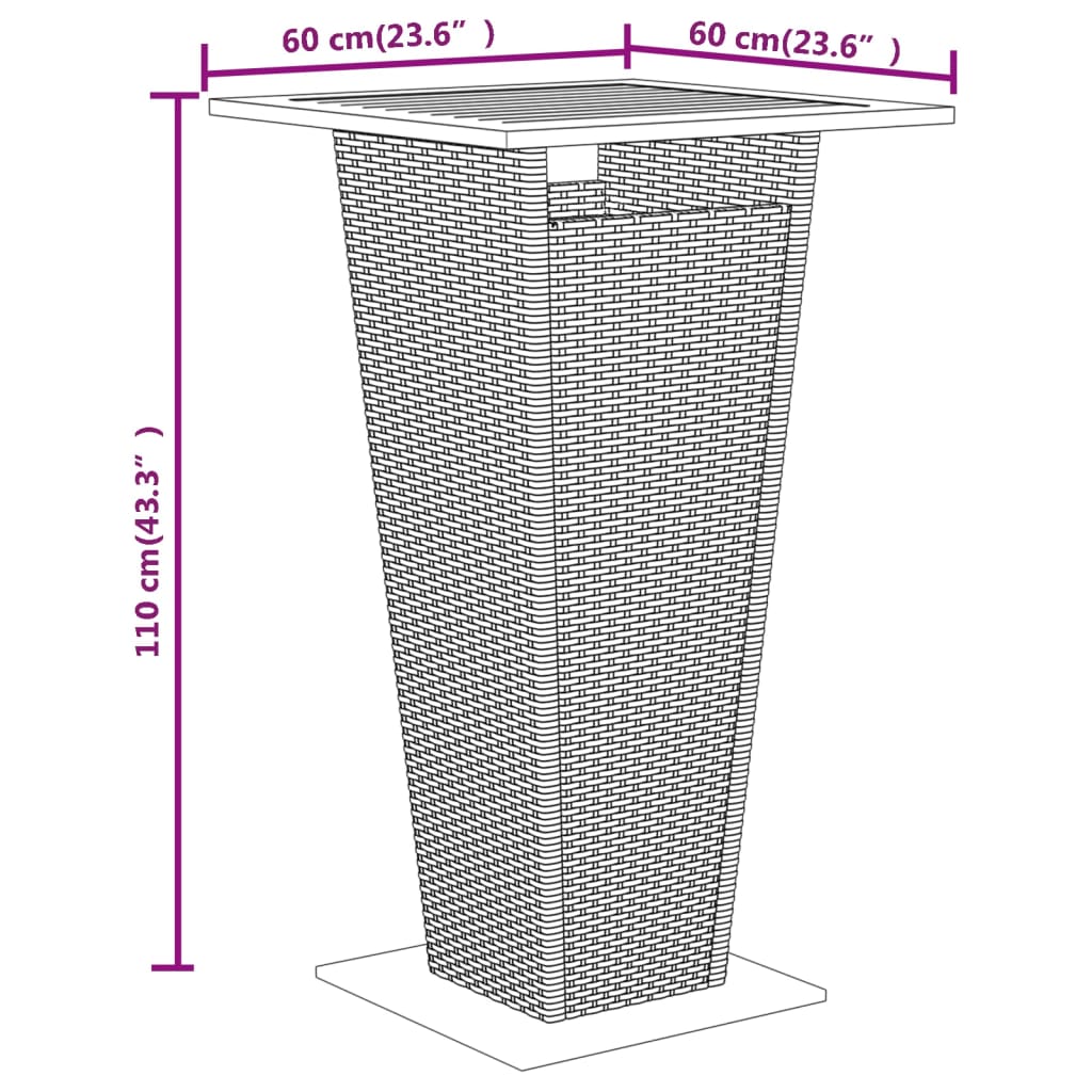 3-Tlg. Gartenbar-Set Poly Rattan & Massivholz Akazie