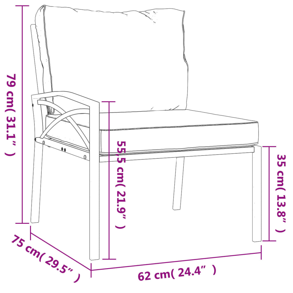 6-Tlg. Garten-Lounge-Set Mit En Kissen Stahl