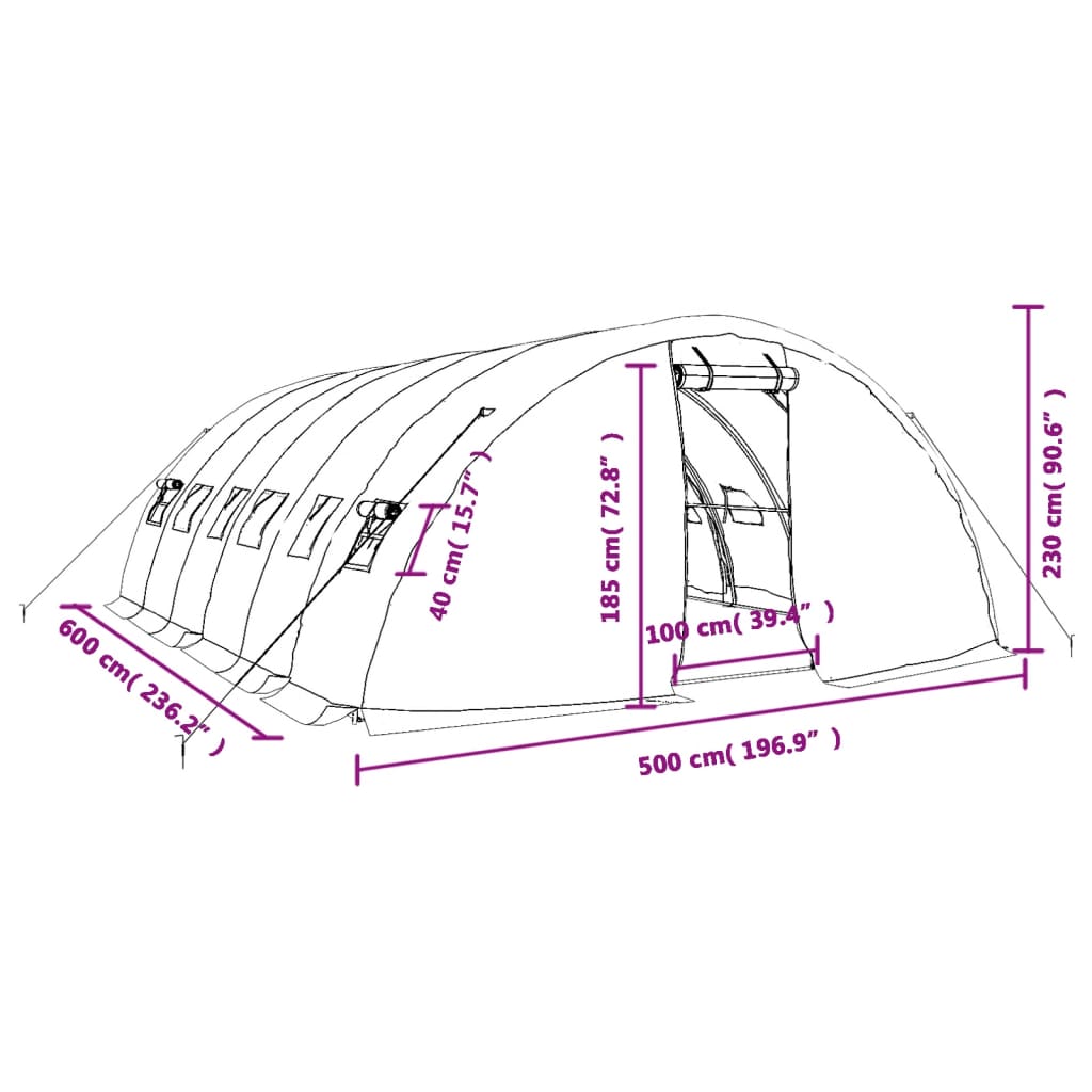 Gewächshaus Mit Stahlrahmen 30 M² 6X5X2,3 M