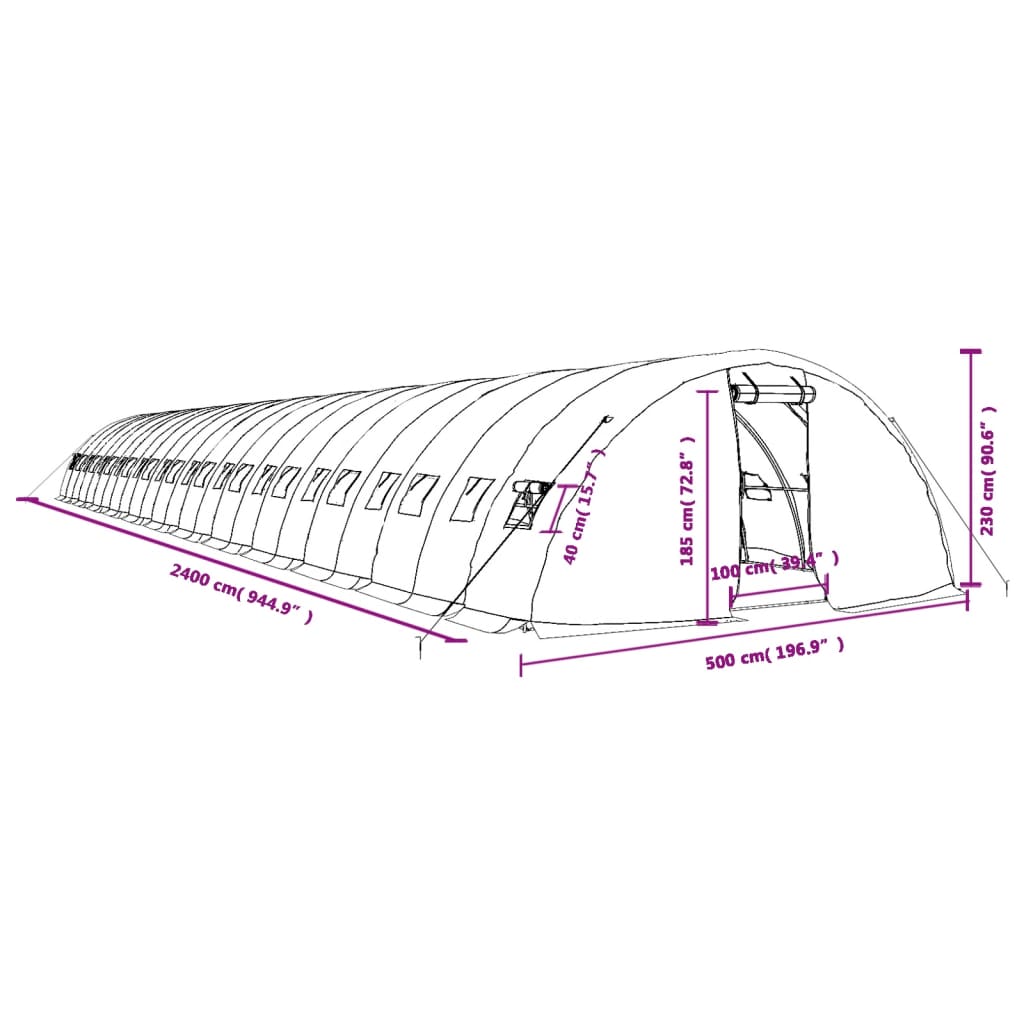 Gewächshaus Mit Stahlrahmen 120 M² 24X5X2,3 M
