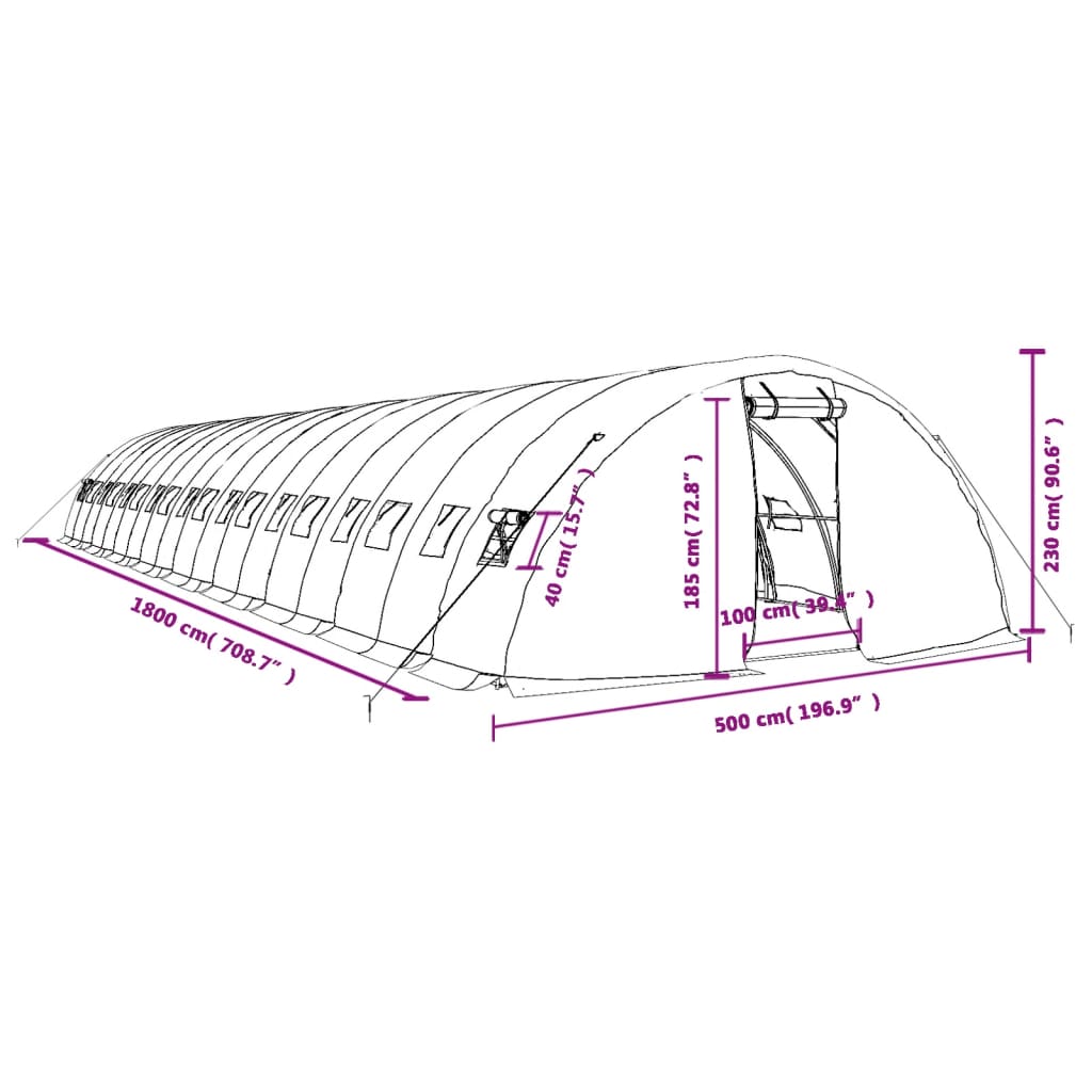 Gewächshaus Mit Stahlrahmen 90 M² 18X5X2,3 M