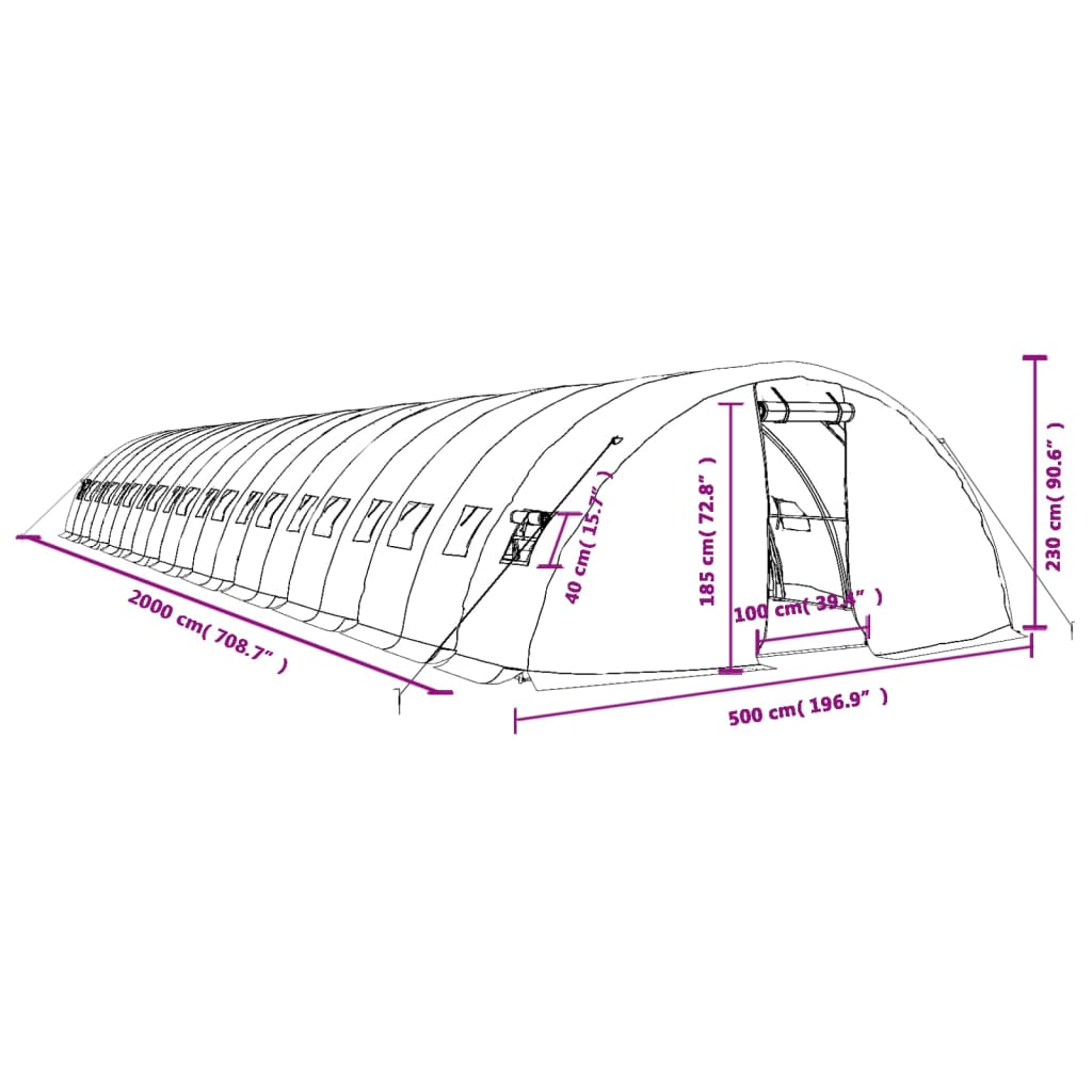 Gewächshaus Mit Stahlrahmen 100 M² 20X5X2,3 M