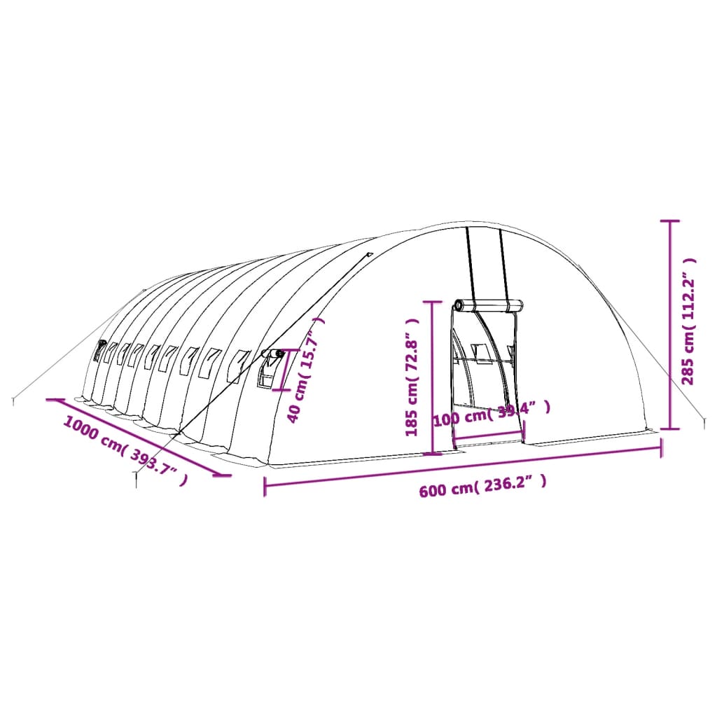 Gewächshaus Mit Stahlrahmen 60 M² 10X6X2,85 M