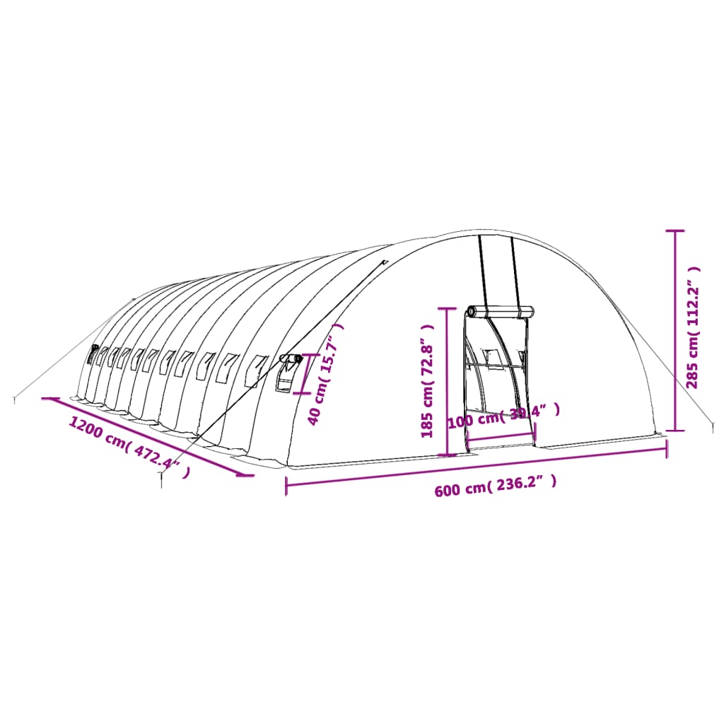 Gewächshaus Mit Stahlrahmen 72 M² 12X6X2,85 M