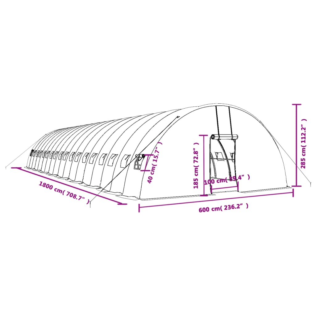 Gewächshaus Mit Stahlrahmen 108 M² 18X6X2,85 M