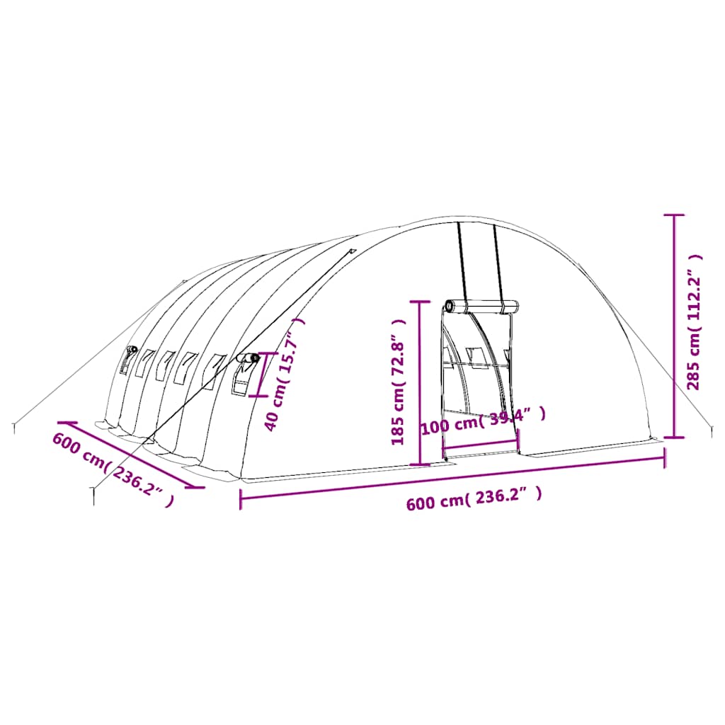 Gewächshaus Mit Stahlrahmen 36 M² 6X6X2,85 M