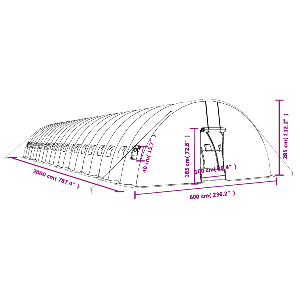 Gewächshaus Mit Stahlrahmen 120 M² 20X6X2,85 M