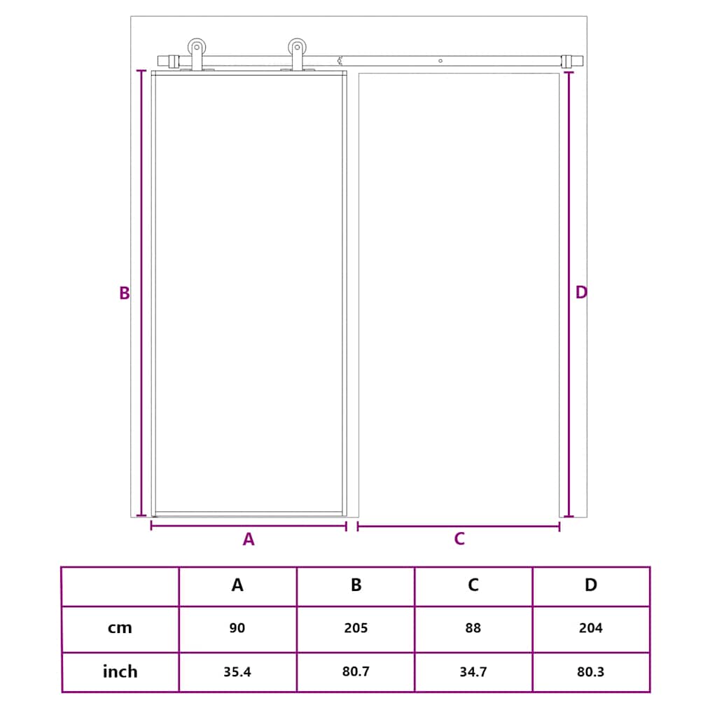 Schiebetür Golden 90X205 Cm Matt Esg-Glas Und Aluminium