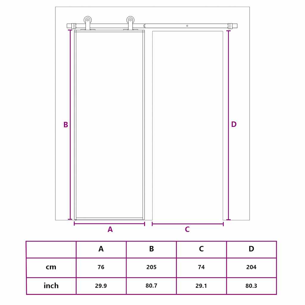Schiebetür Golden 76X205 Cm Matt Esg-Glas Und Aluminium