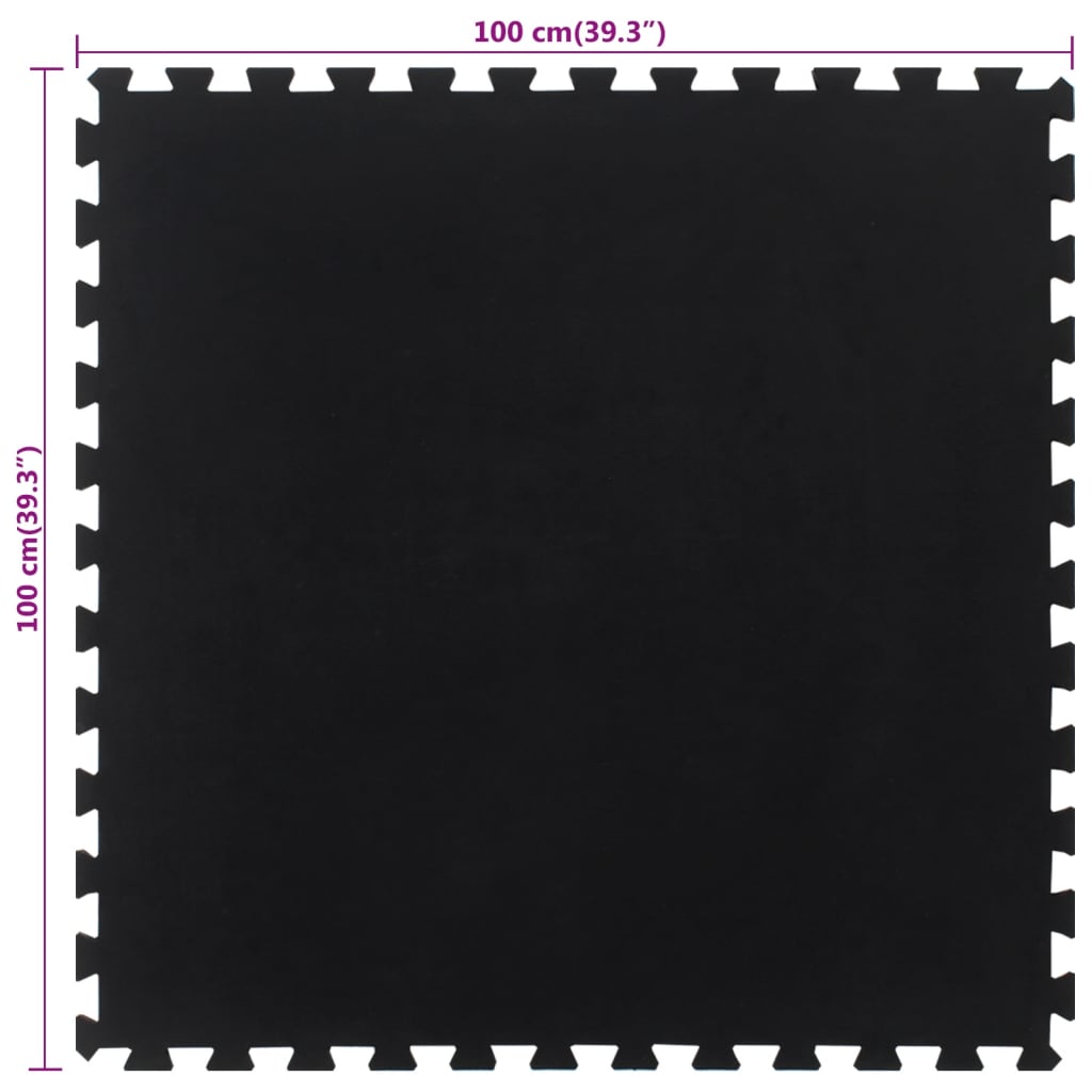 Gummi-Bodenfliese Schwarz 12 Mm 100X100 Cm