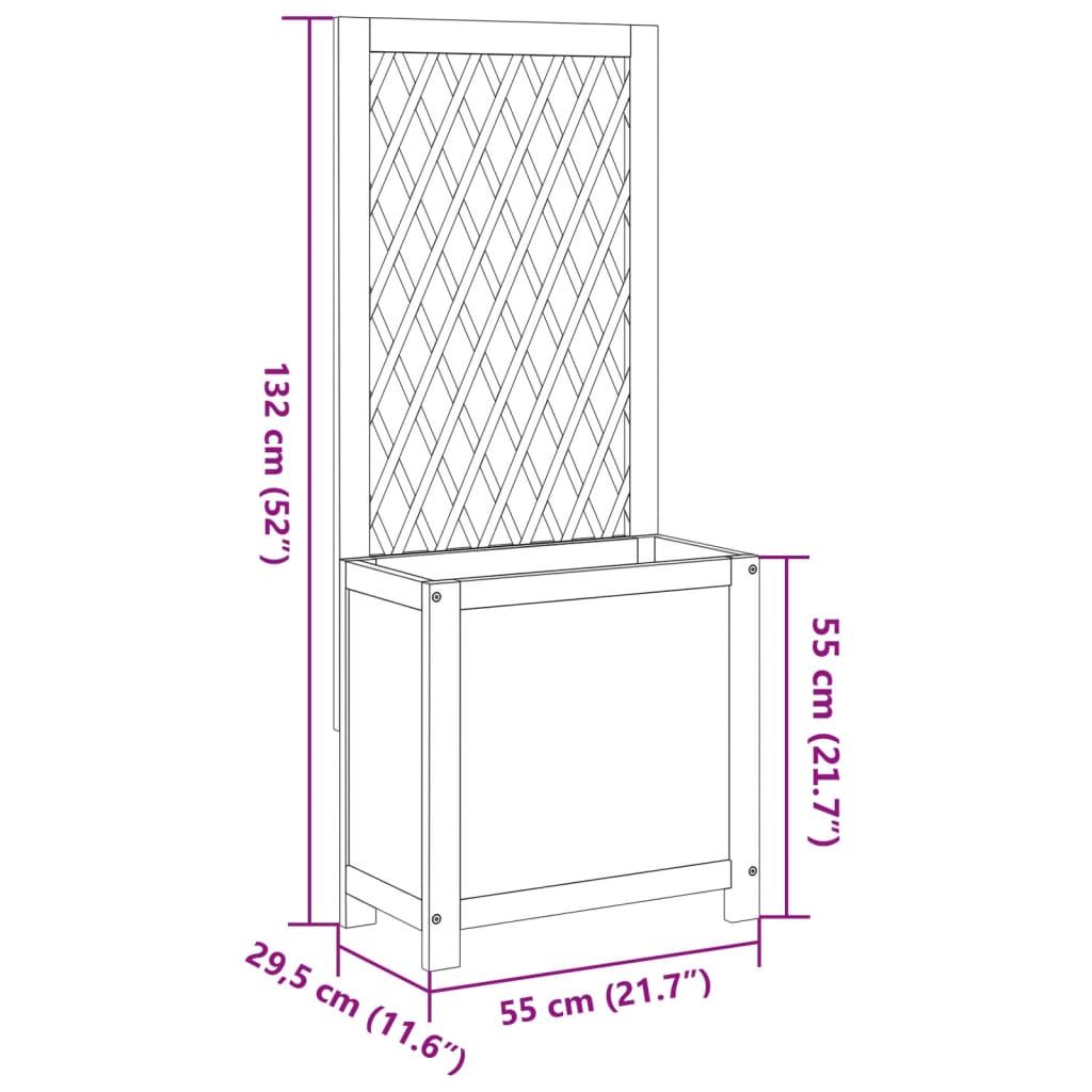 Pflanzkübel Mit Rankgitter 55X29,5X132 Cm Massivholz Akazie