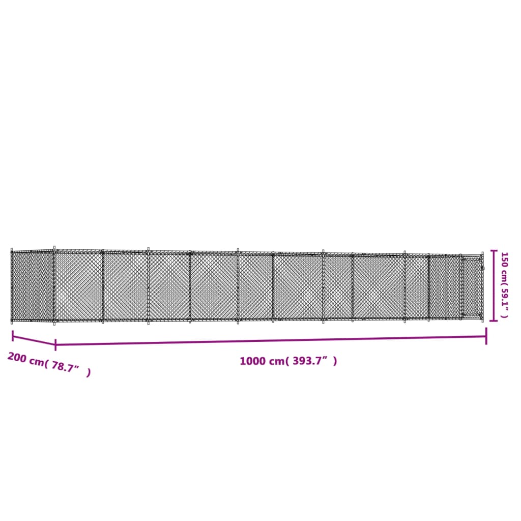 Hundezwinger Mit Tür Grau 10X2X1,5 M Verzinkter Stahl